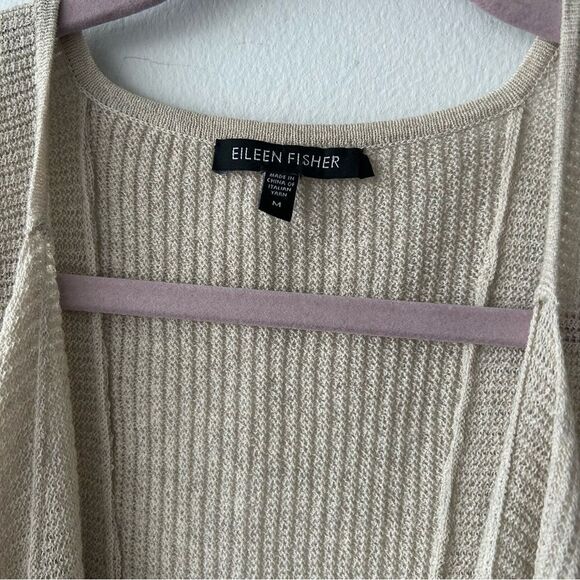 Eileen Fisher Beige Open Front Cardigan Sweater - Picture 3 of 7